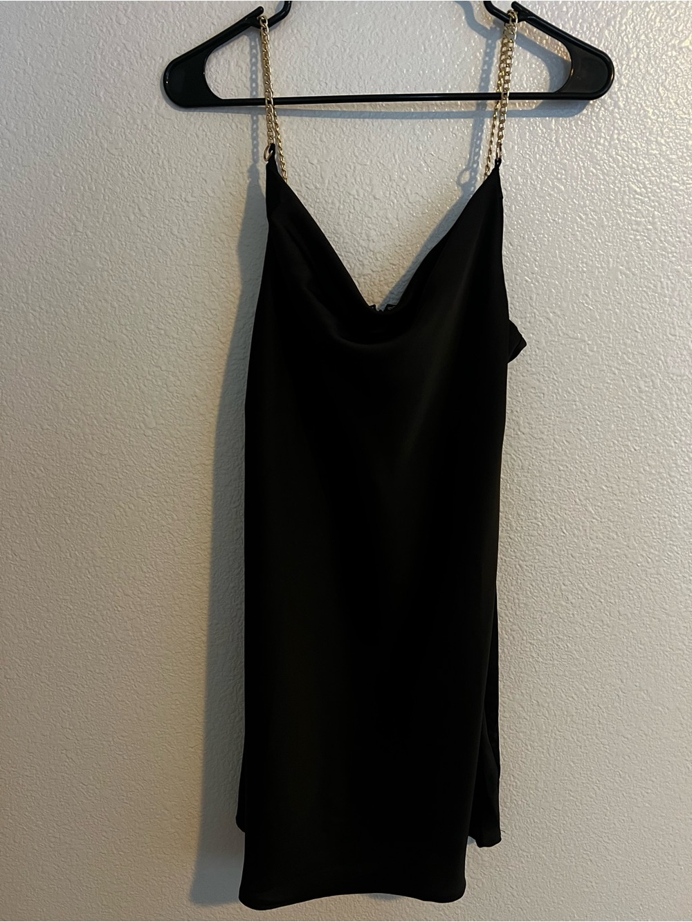 Urban Outfitters Black Satin Slip Dress with Chain Straps